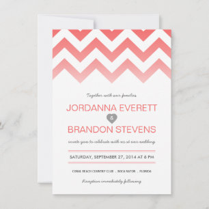 Invitations de corail de mariage de Chevron Ombre