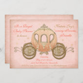 Invitations de corail de princesse baby shower de (Devant / Derrière)