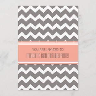 Invitations de Coral Chevron 18e anniversaire