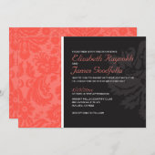 Invitations de Coral Mariage damassé (Devant / Derrière)