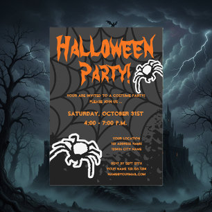 Invitations de costumes d'Halloween avec spiderweb