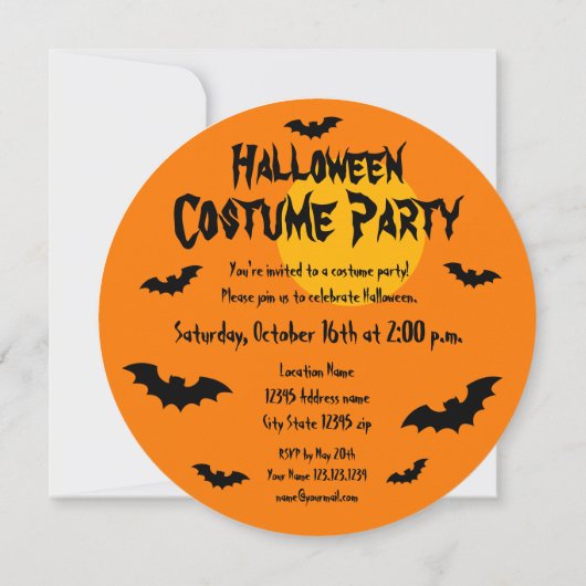 Invitations de costumes d'Halloween sur mesure (Dos)