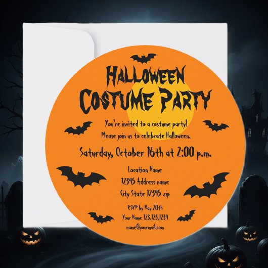 Invitations de costumes d'Halloween sur mesure