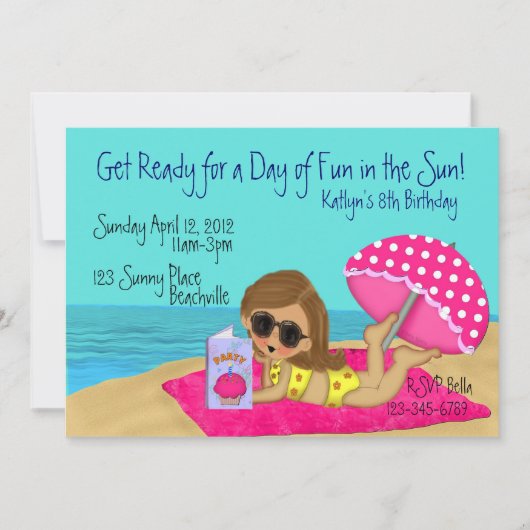Invitations de coutume de partie de plage (Devant)