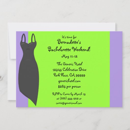 Invitations de coutume de robe de noir de week-end (Devant)