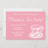 Invitations de coutume de tasse de thé de rose de (Devant)