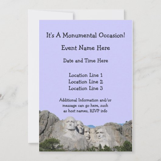 Invitations de coutume du mont Rushmore (Devant)