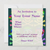 Invitations de crânes de pirates arc-en-ciel (Dos)