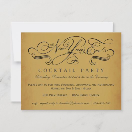 Invitations de cru de cocktail de réveillon de la (Devant)
