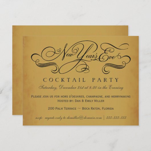 Invitations de cru de cocktail de réveillon de la (Devant / Derrière)