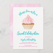 Invitations de Cupcake de fête douce (Devant / Derrière)
