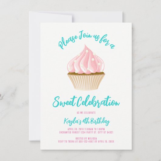 Invitations de Cupcake de fête douce (Devant)