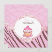 Invitations de Cupcake Safari personnalisées (Devant / Derrière)