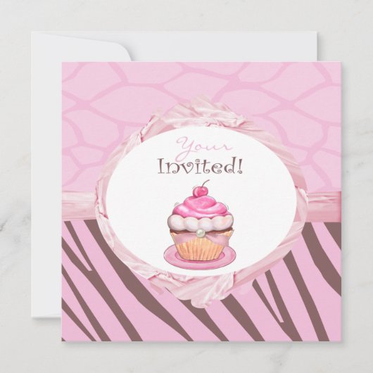 Invitations de Cupcake Safari personnalisées (Devant)