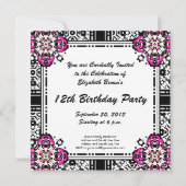 Invitations de Damas pour la 12e fête d'anniversai (Dos)