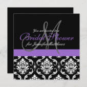 Invitations de damassé de monogramme de Fête de la (Devant / Derrière)