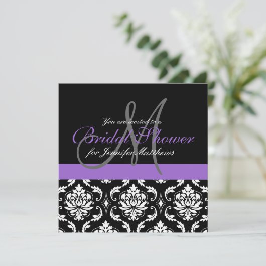 Invitations de damassé de monogramme de Fête de la (Debout devant)