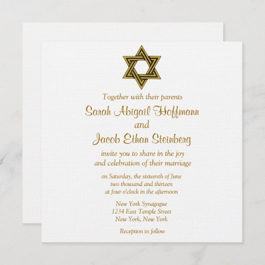 Invitations de David Wedding (Devant / Derrière)