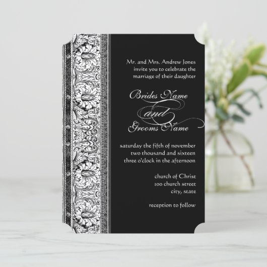 Invitations de Deco Black Mariage damassé (Debout devant)