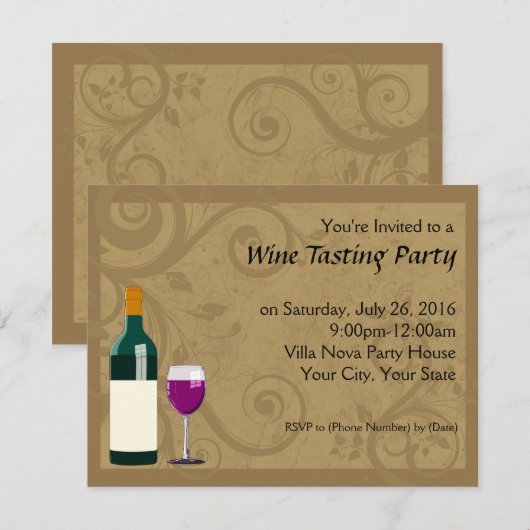 Invitations de dégustation de vin (Devant / Derrière)