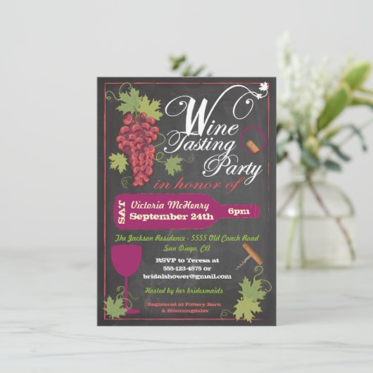 Invitations de dégustation de vin en tableau noir (Debout devant)