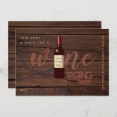 Invitations de dégustation de vin rustique Collant (Devant / Derrière)