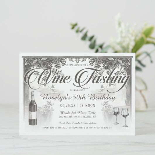 Invitations de dégustation de vin Vintage (Debout devant)