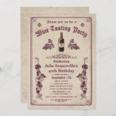 Invitations de dégustation de vins (Rustic Vintage (Devant / Derrière)