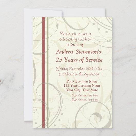 Invitations de déjeuner d'anniversaire d'Ermployee (Dos)