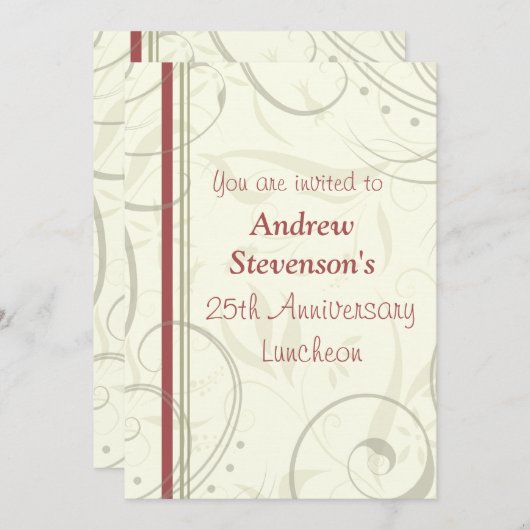 Invitations de déjeuner d'anniversaire d'Ermployee (Devant / Derrière)