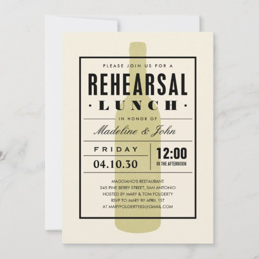 Invitations de déjeuner de répétition de vin avec (Devant)