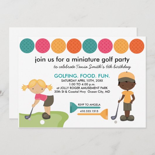 Invitations de demande spéciale mini-golf (Devant / Derrière)