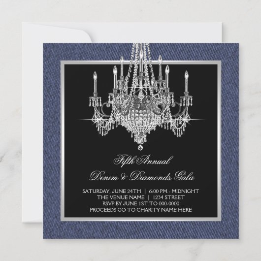 Invitations de Denim et Diamond Party (Dos)