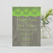 Invitations de dentelle et de mariage en bois vert (Debout devant)