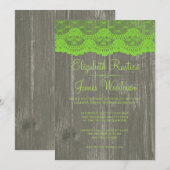 Invitations de dentelle et de mariage en bois vert (Devant / Derrière)