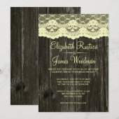 Invitations de dentelle rustique et de mariage en  (Devant / Derrière)