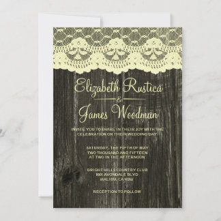 Invitations de dentelle rustique et de mariage en 