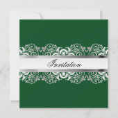 Invitations de Dentelles Vert foncé et Argent (Devant)