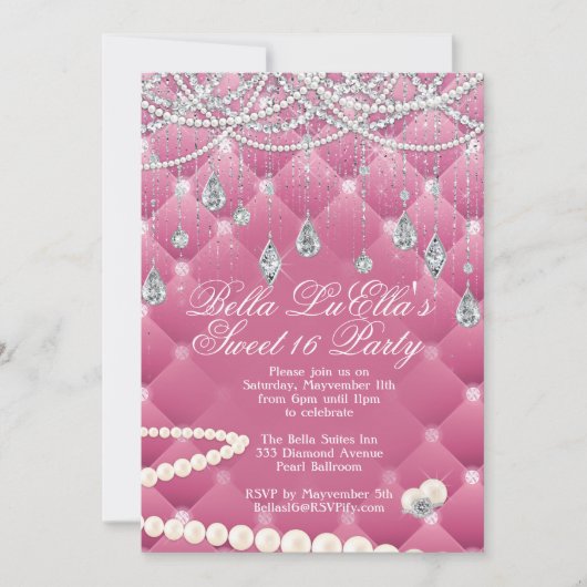 Invitations de Diamond et de Bling Party (Devant)