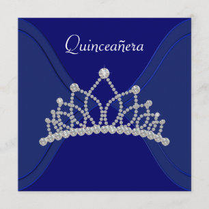 Invitations de Diamond Tiara Royal Blue Quinceaner