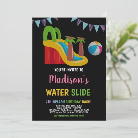 Invitations de diapositives en rouge rose noir vio (Debout devant)