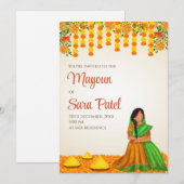 Invitations de Digital Mayoun & invitation Haldi (Devant / Derrière)