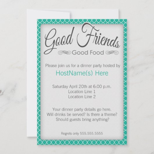 Invitations de Dîner dans Emerald (Devant)