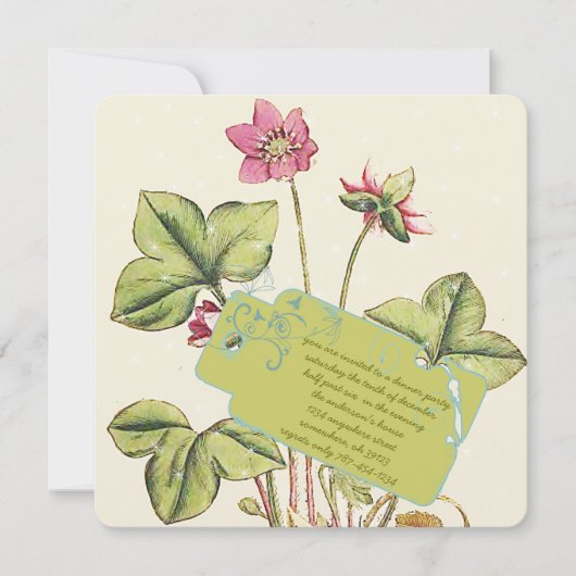 Invitations de dîner de fleurs sauvages vertes (Devant)