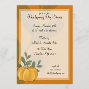 Invitations de dîner de jour de thanksgiving de