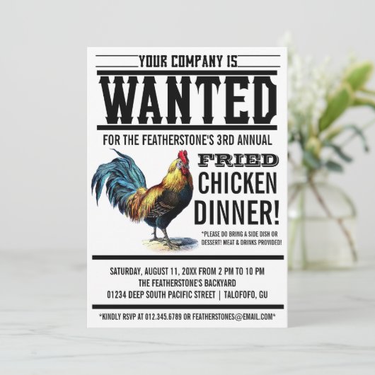 Invitations de dîner de poulet frit (Debout devant)