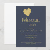 Invitations de dîner de répétition de coeur d'or (Devant / Derrière)