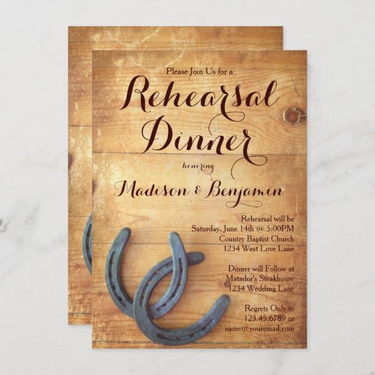 Invitations de Dîner de répétition de Double fer à (Devant / Derrière)