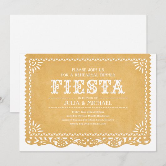 Invitations de dîner de répétition de fiesta (Devant / Derrière)
