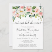 Invitations de dîner de répétition de fleur rose (Devant)